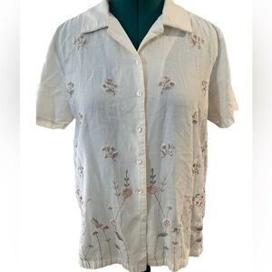 VINTAGE ERIKA collection sz xl cotton linen blend button up shirt